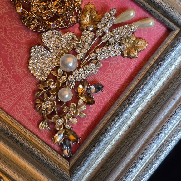 Handmade Framed Jewelry Art 6.75"W x 6.75"H - Picture 6 of 7